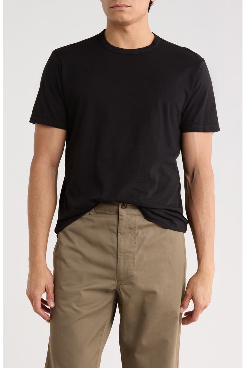 Pima Cotton Curved Hem T-Shirt, Main, color, BLACK