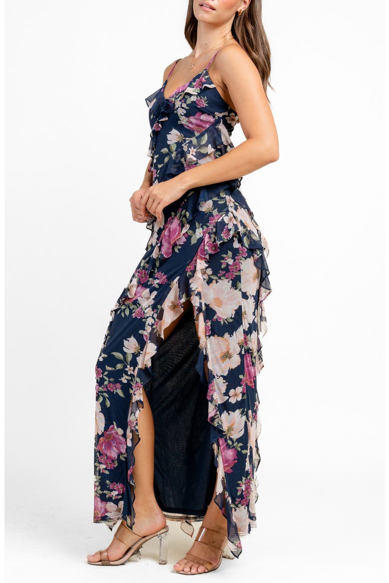 Cascade Ruffle Maxi Dress, Alternate, color, NAVY
