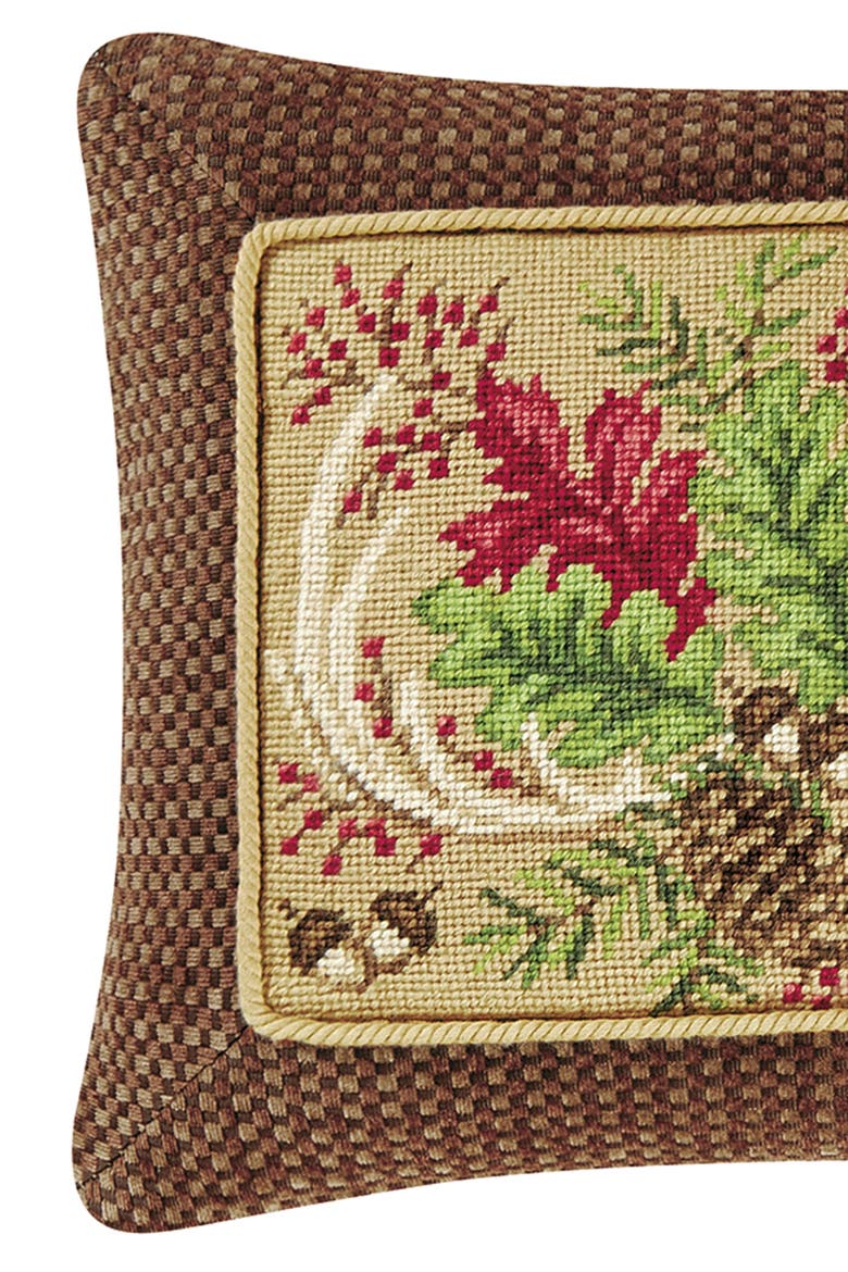 Alpine Lodge Needlepoint Accent Pillow 14" x 18", Alternate, color, Brown