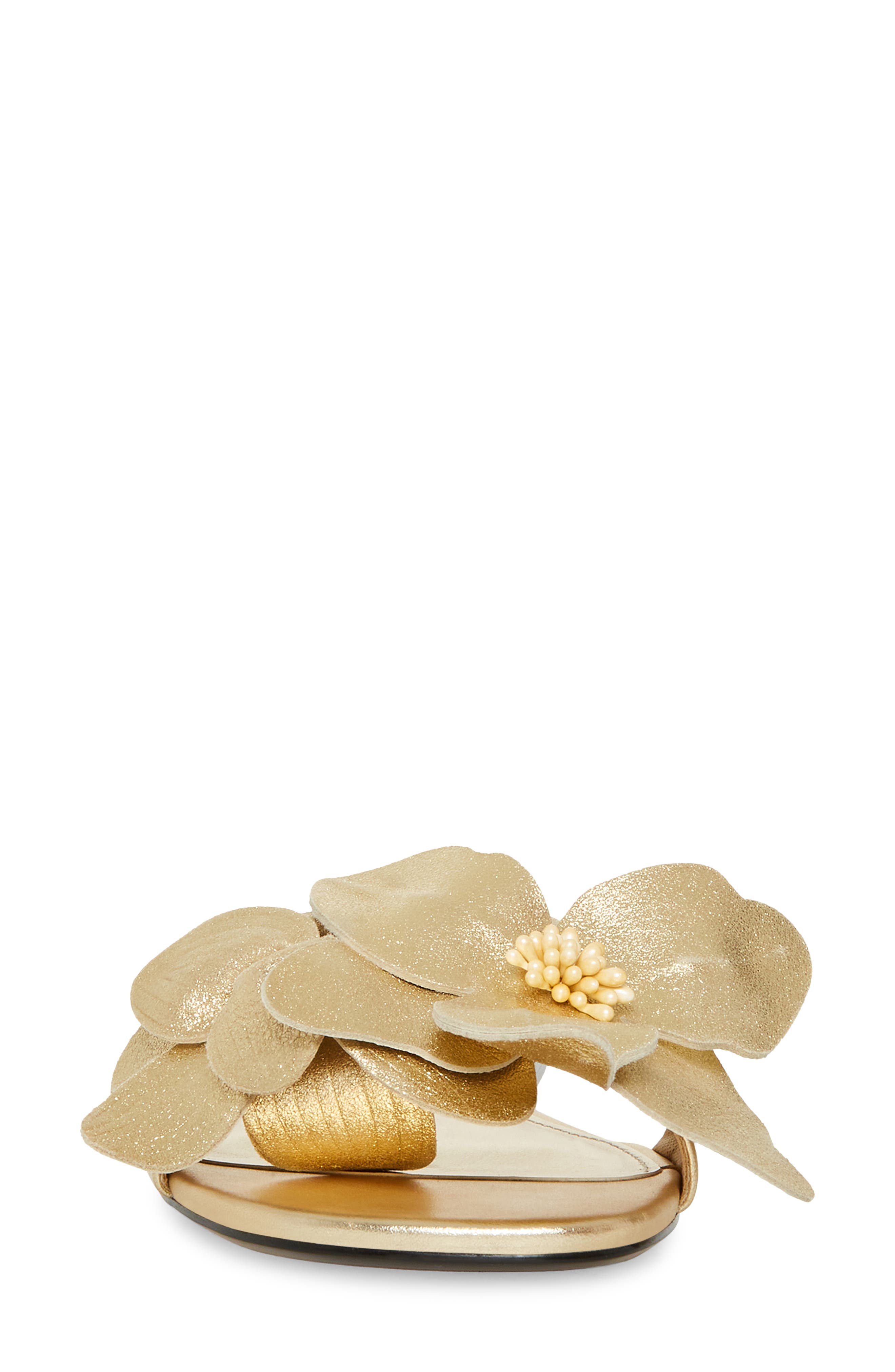 Melena Slide Sandal, Alternate, color, GOLD LEATH