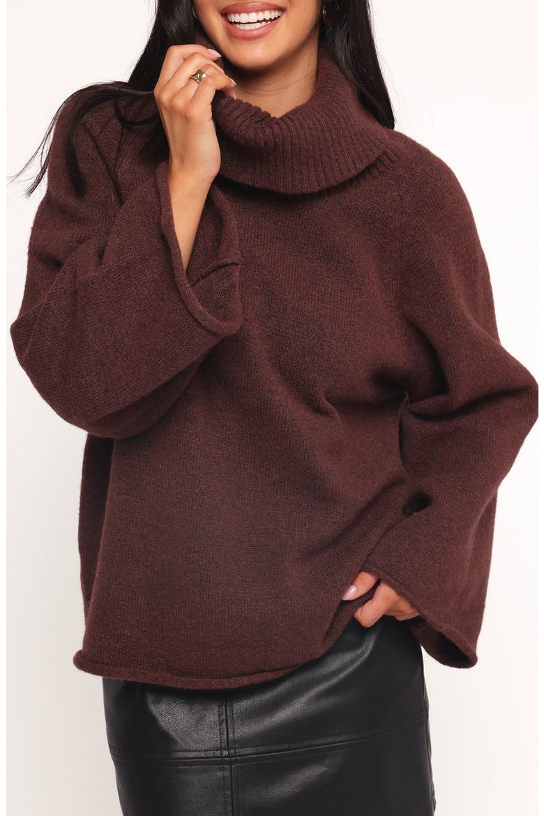Bindy Oversize Turtleneck Sweater, Alternate, color, WINE