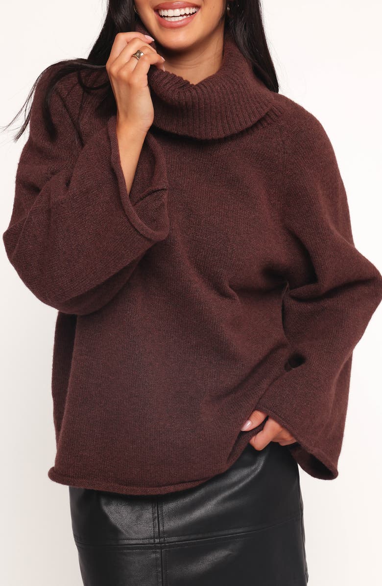 Petal & Pup Bindy Oversize Turtleneck Sweater, Alternate, color, Wine