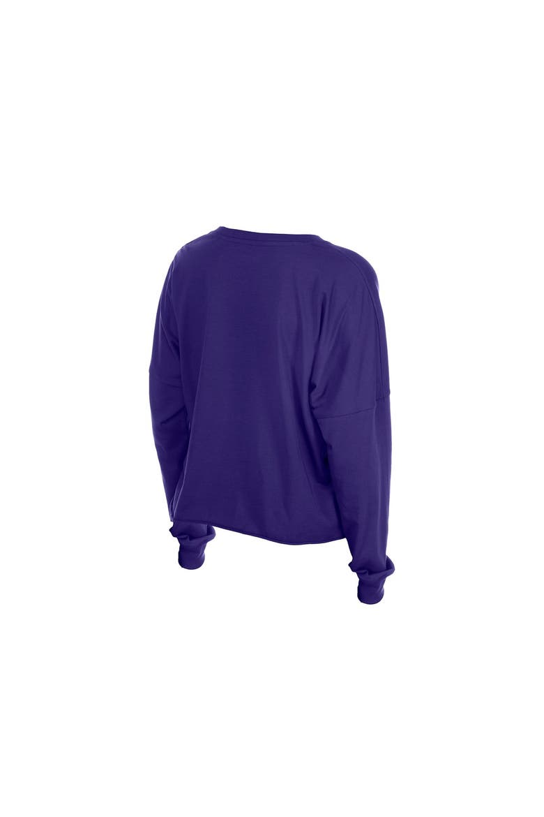 Women's New Era  Purple Baltimore Ravens Cropped Oversized Long Sleeve T-Shirt, Alternate, color, Purple