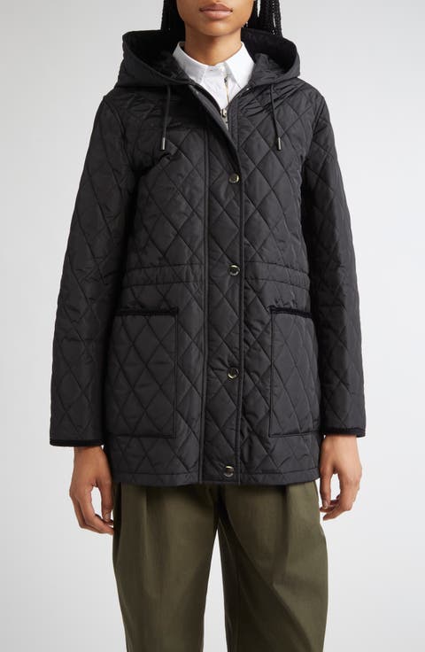 ダウンジャケット・コート BURBERRY QUILTED NYLON COAT Quilted Nylon Barn Jacket in Black/sand - Women | Burberry