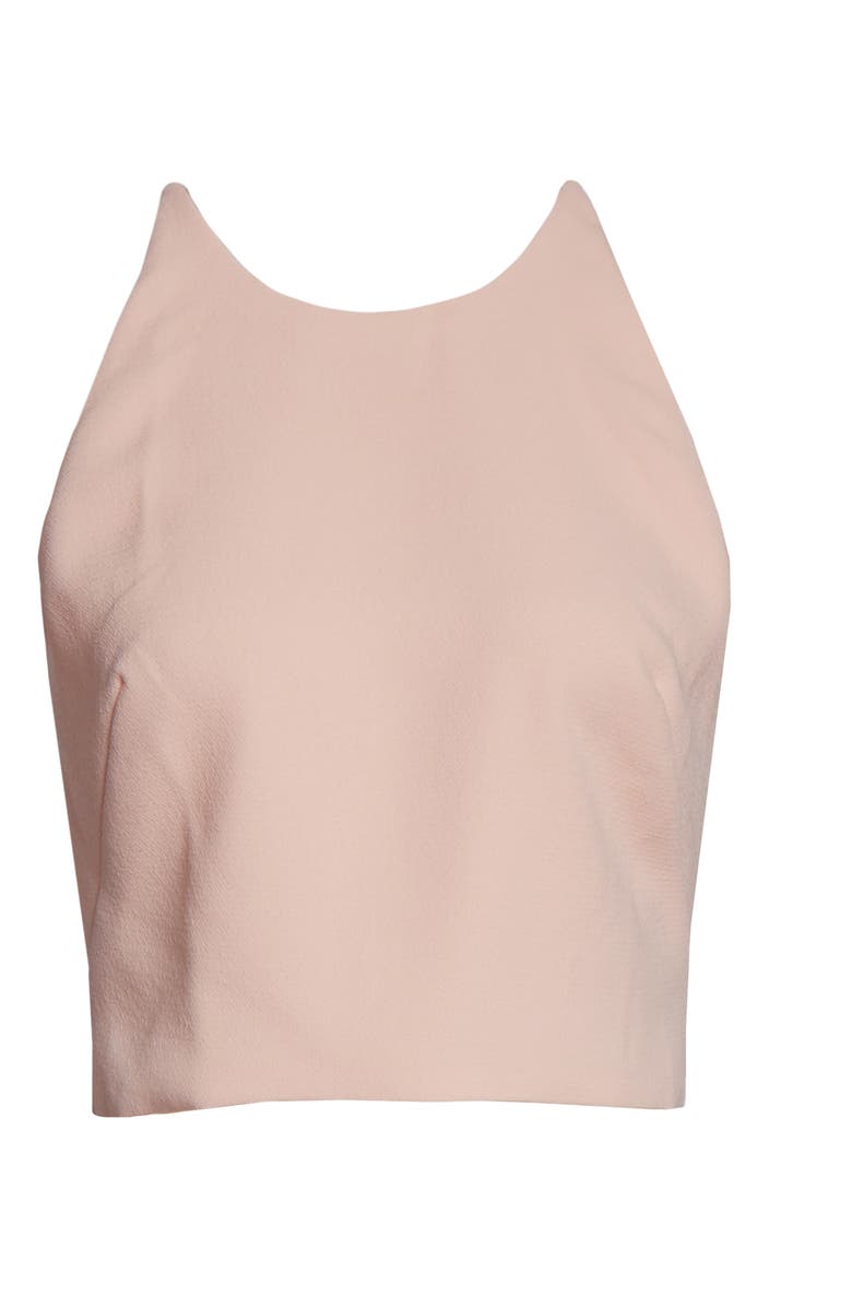 Eliza J Cross Back Crepe Crop Top, Alternate, color, Pink