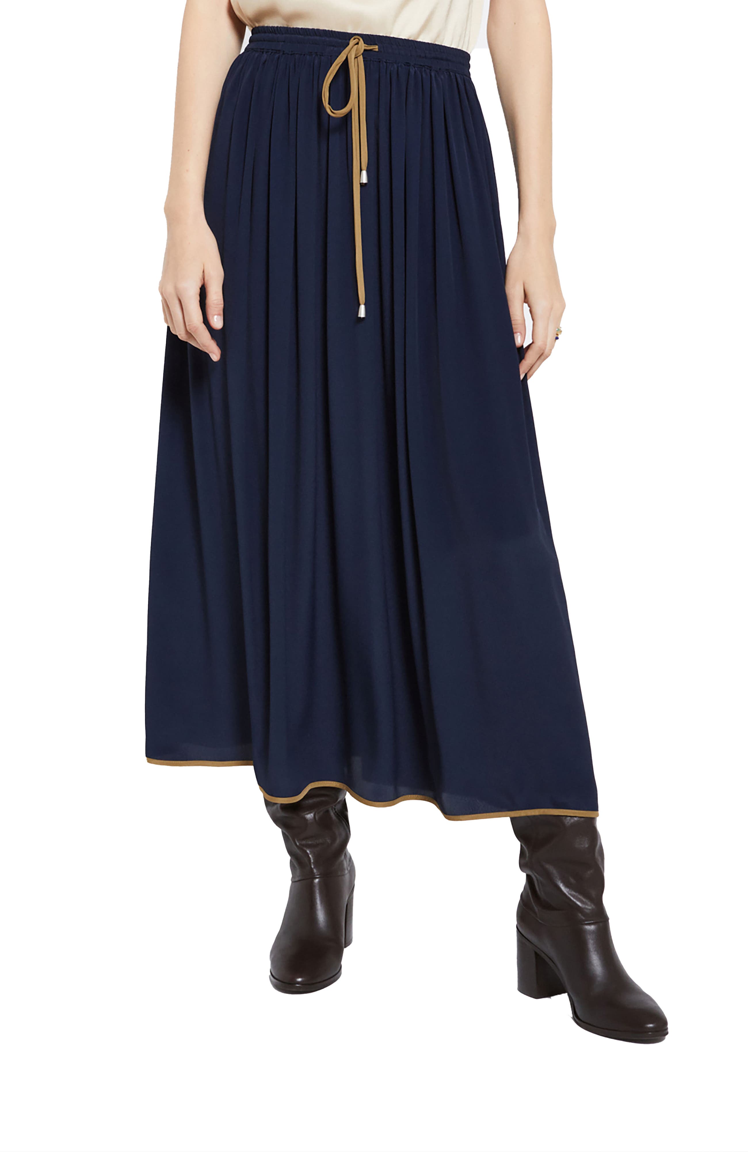 Silk-Blend Long Skirt