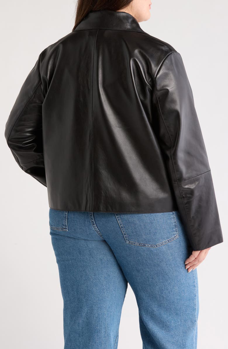 Nordstrom Patch Pocket Crop Leather Jacket, Alternate, color, Black