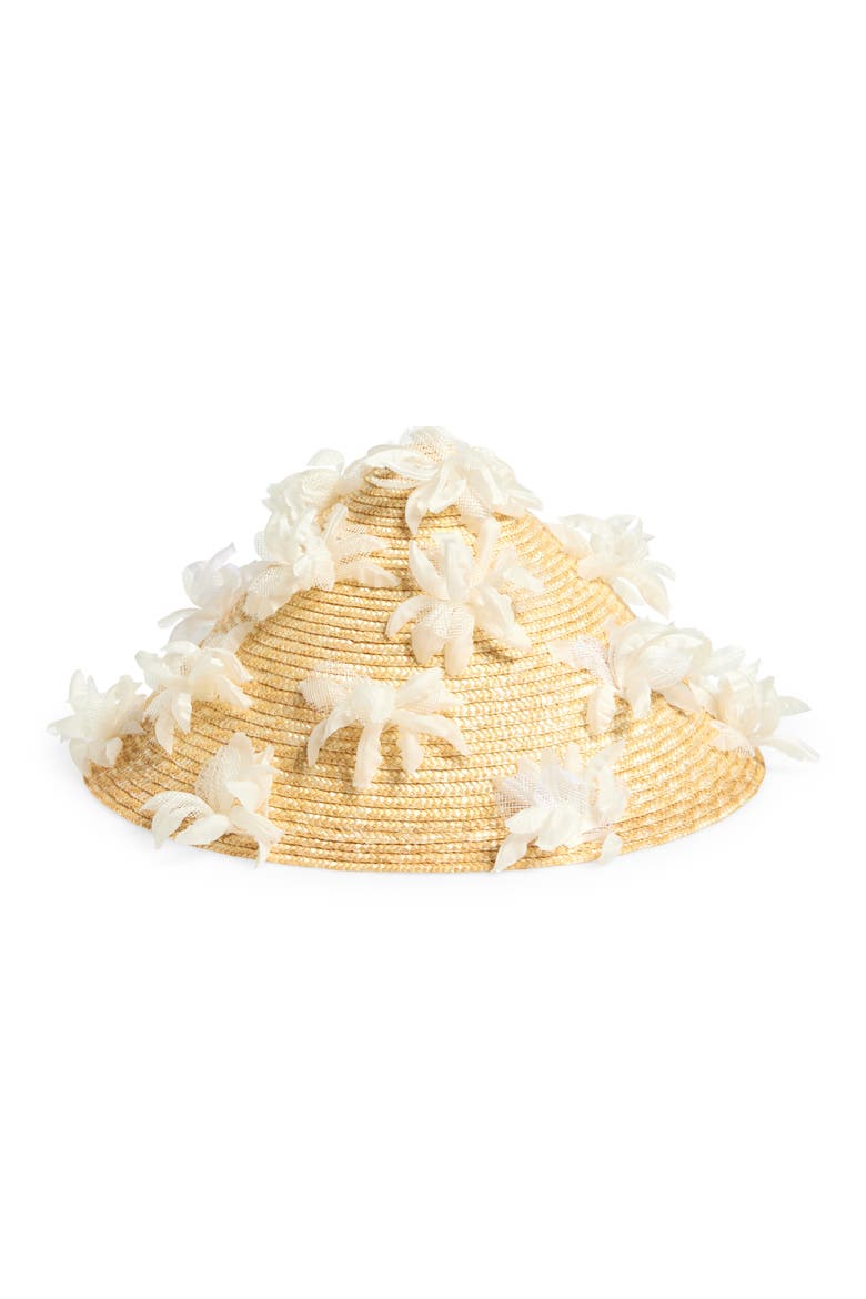 Hanford Floral Straw Cocktail Hat, Main, color, NATURAL/ WHITE