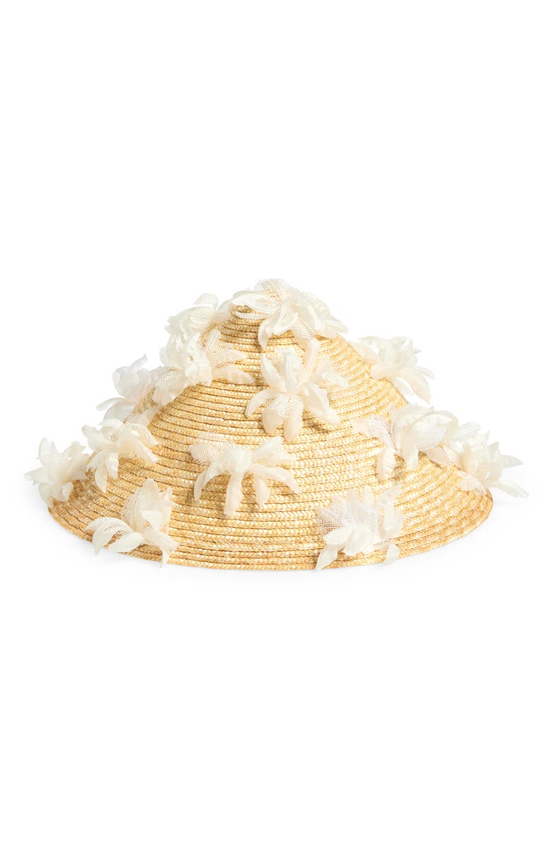 Gigi Burris Millinery Hanford Floral Straw Cocktail Hat, Main, color, Natural/ White