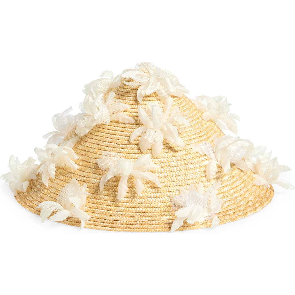 Gigi Burris Millinery Hanford Floral Straw Cocktail Hat In Natural/white