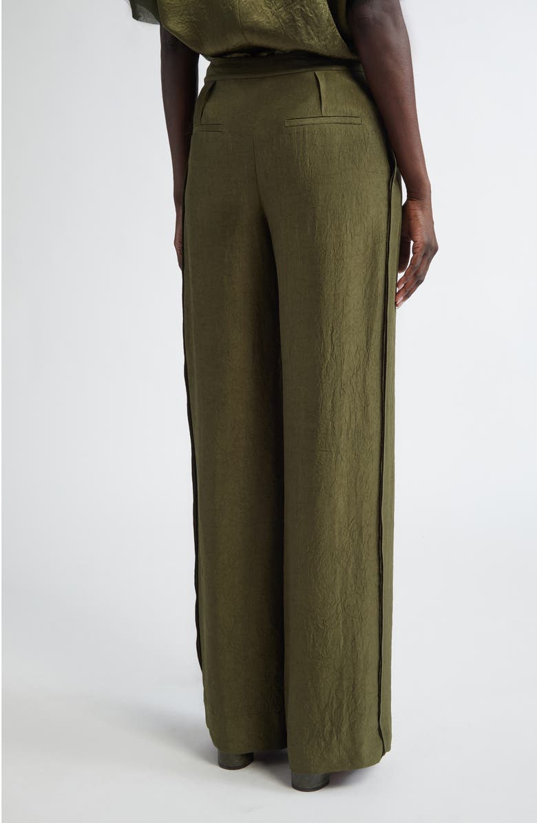Jason Wu Collection Crinkled Satin Straight Leg Trousers, Alternate, color, Dark Fern