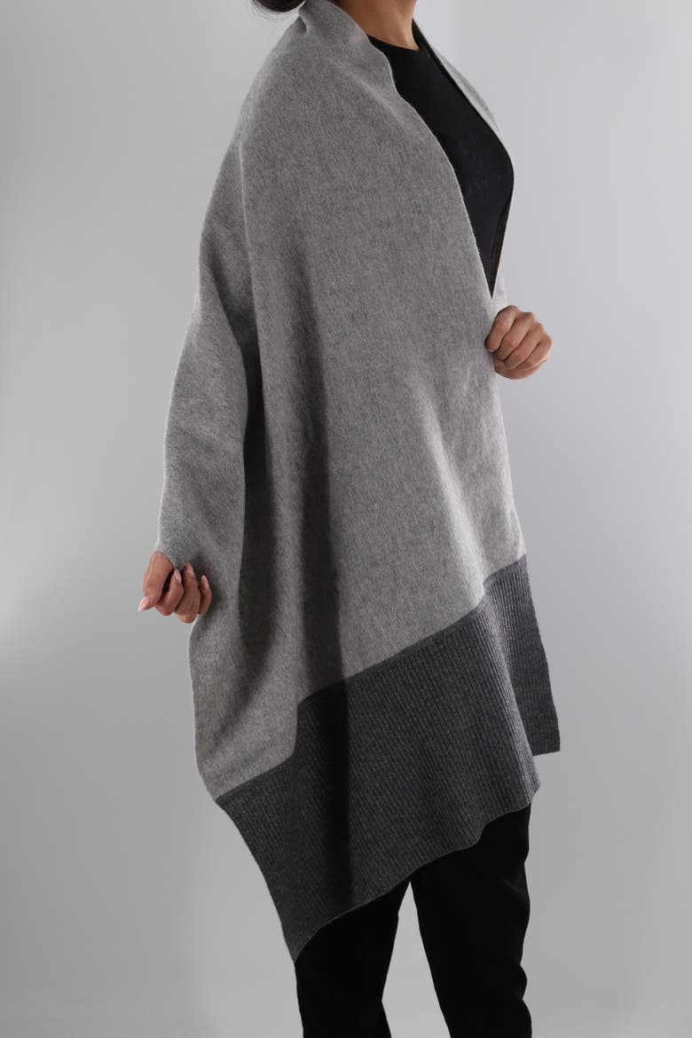 Ombre Scarf with Frayed Border, Alternate, color, Grey/Black
