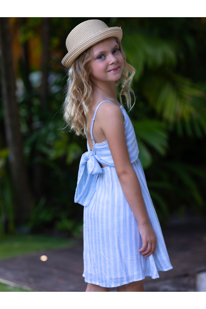 Coastal Blue Stripe Cotton Sundress, Alternate, color, Blue