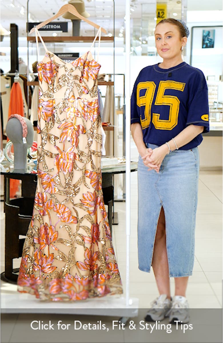 Giovanna Sequin Floral Mermaid Gown, sales video thumbnail