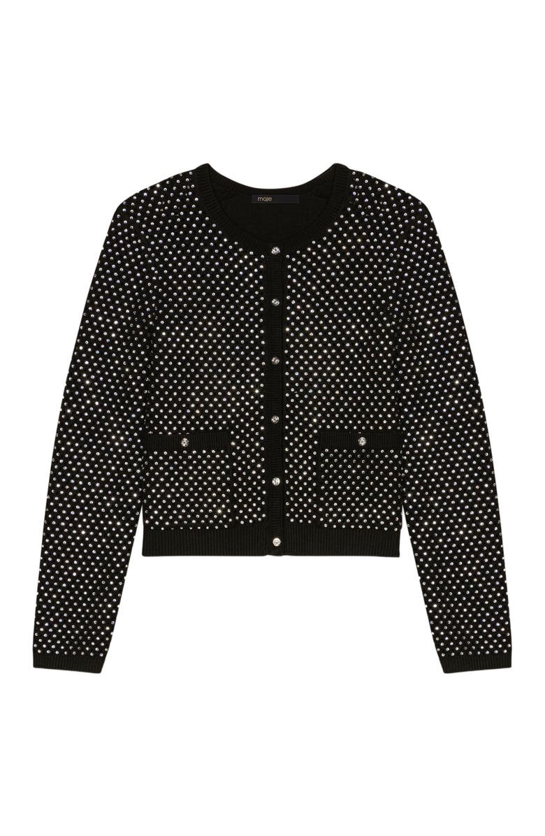 maje Rhinestone cardigan, Alternate, color,