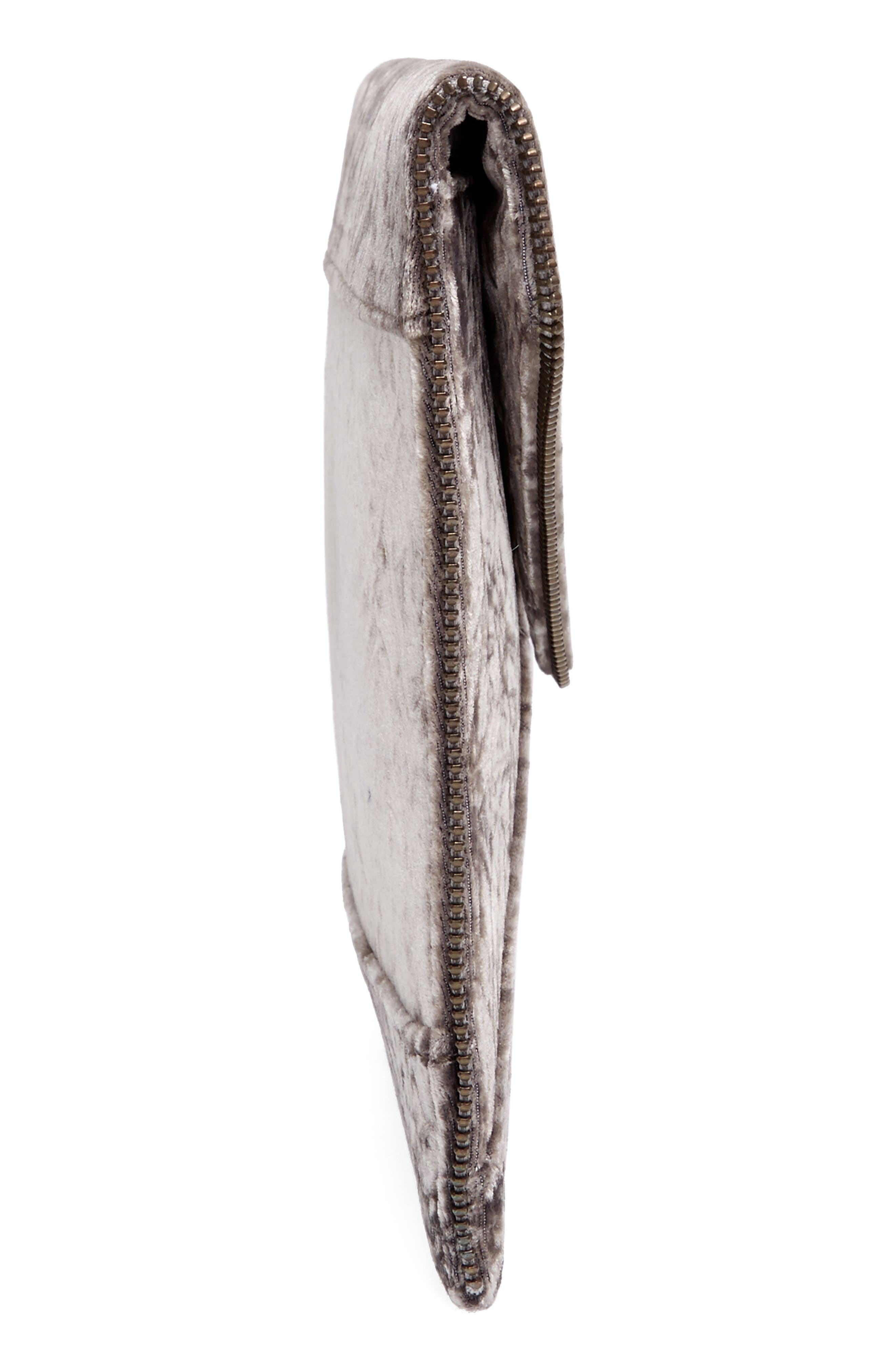 Leo Velvet Envelope Clutch, Alternate, color, GREY