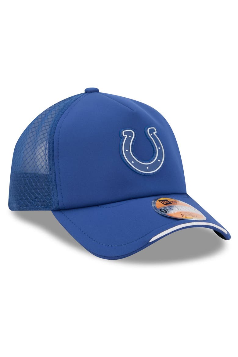 Men's New Era Royal Indianapolis Colts 2026 Sideline Apex 9FORTY Adjustable Trucker Hat, Alternate, color, Royal