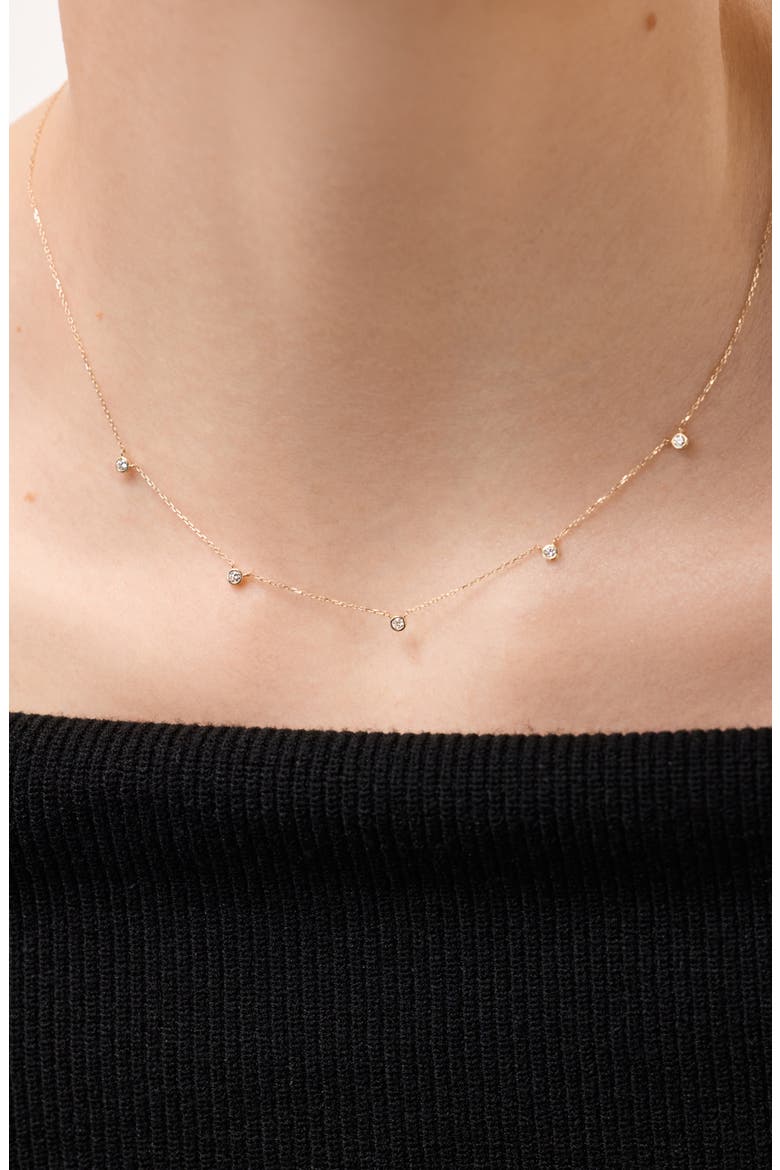 Solid Yellow Gold - Diamond Station Necklace, Alternate, color, Gold