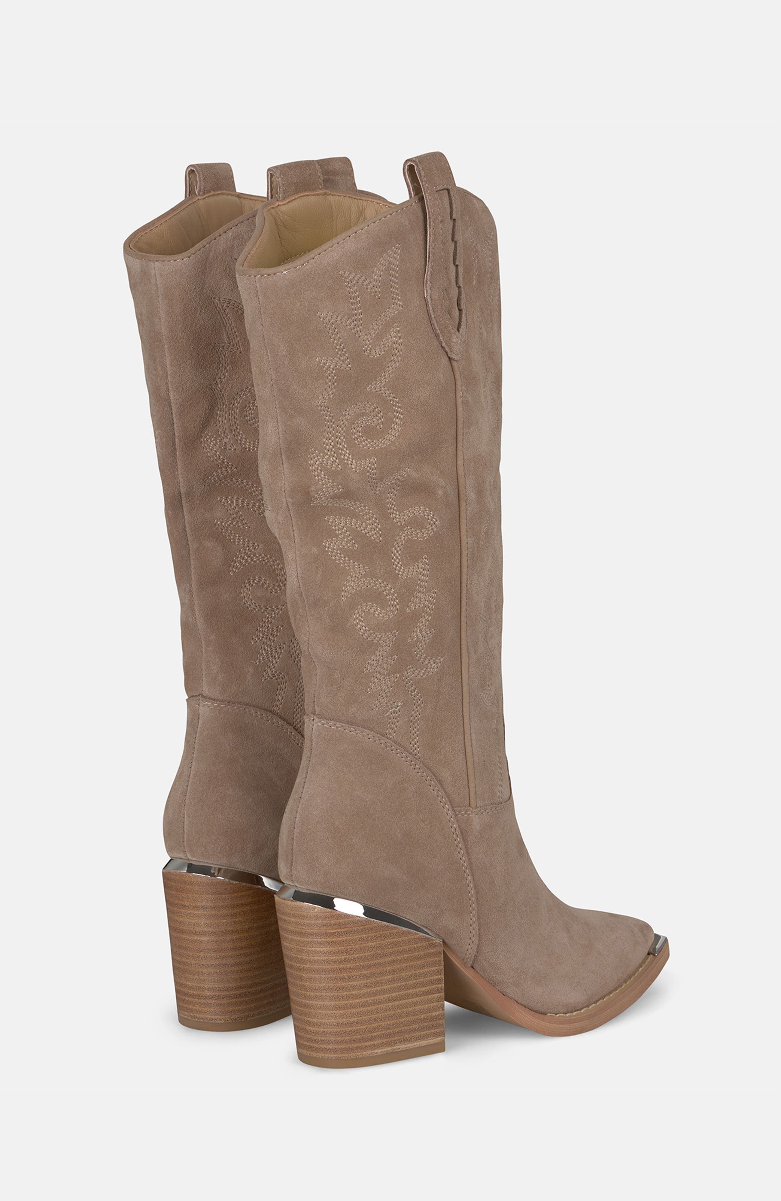 Embroidered Heel Boot, Alternate, color, Vison