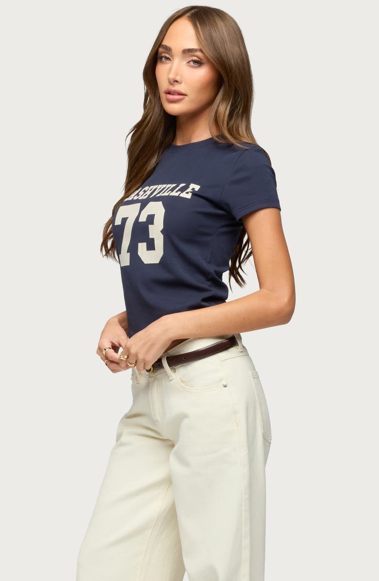 EDIKTED Nashville Cotton Graphic T-Shirt, Alternate, color, Navy