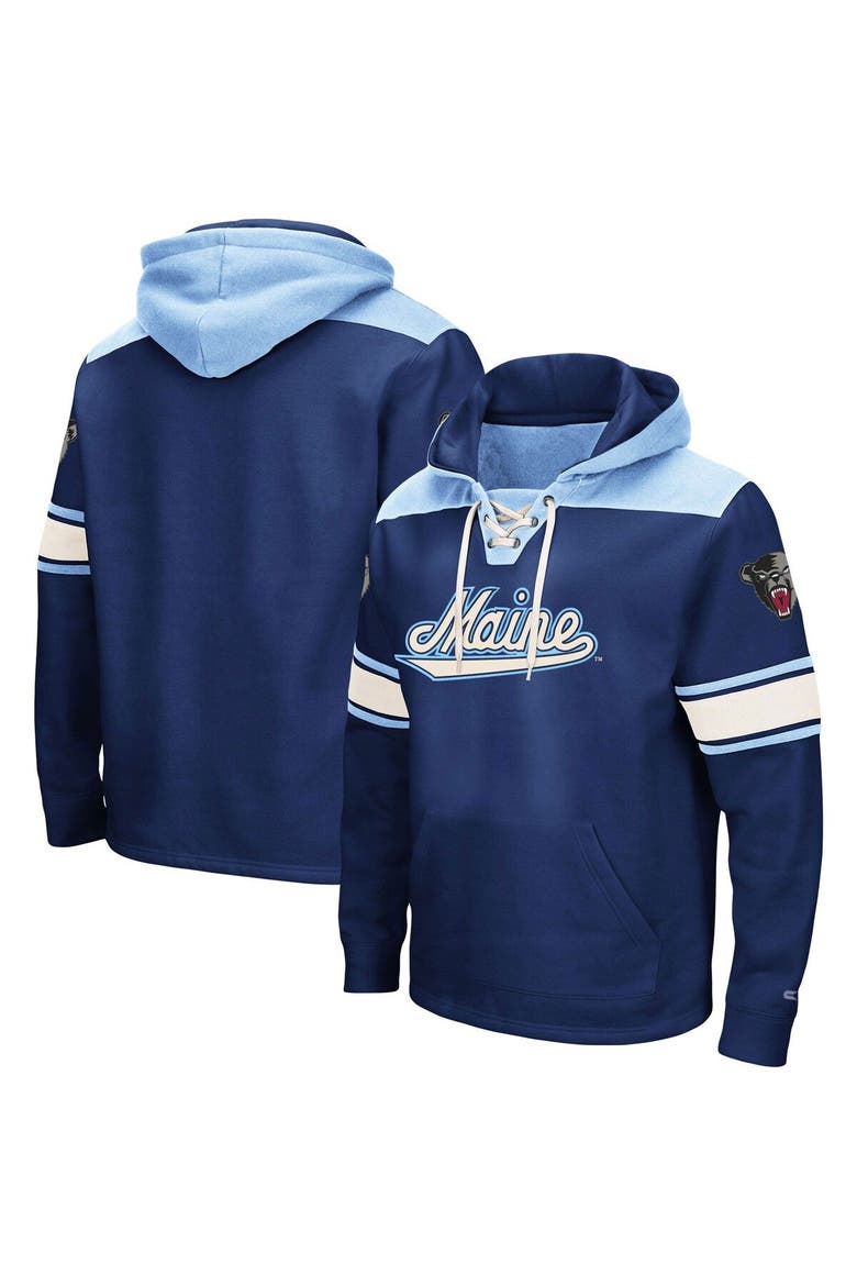 Men's Colosseum Navy Maine Black Bears 2.0 Lace-Up Pullover Hoodie, Main, color, Navy