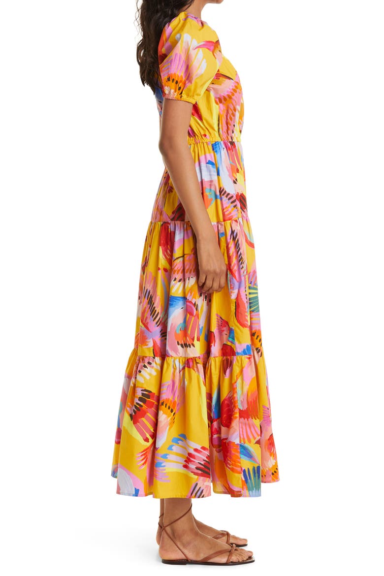 Neon Macaws Puff Sleeve Cotton Maxi Dress, Alternate, color, NEON MACAWS