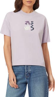 Scotch & Soda Dyed Boxy Crop Graphic T-Shirt