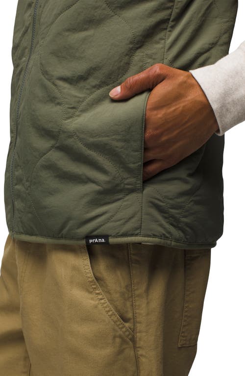 Prana Encinitas Reversible Quilted Vest In Rye Green