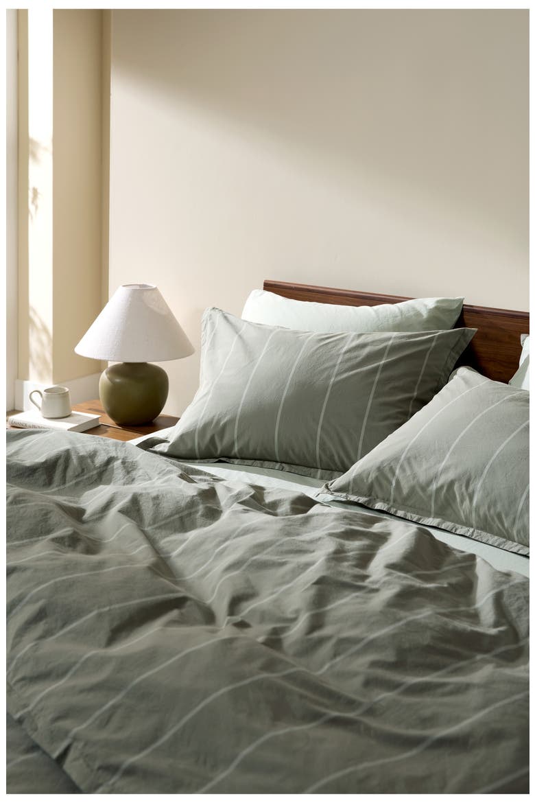 Resort Stripe Percale Sham Set, Alternate, color, MOSS STRIPE