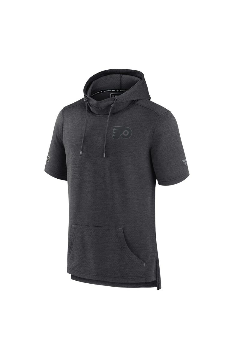 FANATICS Men's Fanatics Branded Heather Charcoal Philadelphia Flyers Authentic Pro Road Performance Short Sleeve Pullover Hoodie, Alternate, color, 