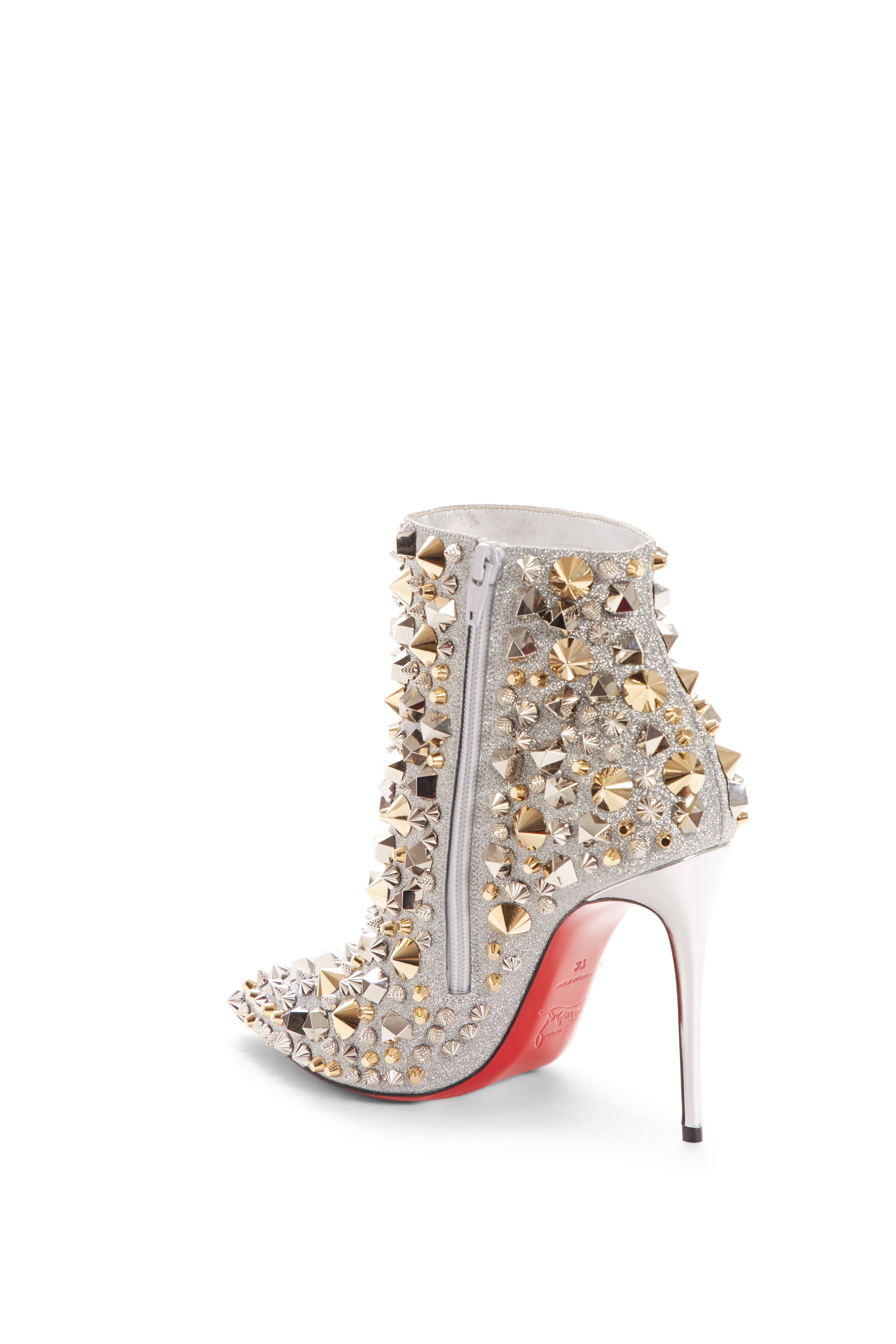 Christian Louboutin So Kate Studded Glitter Bootie, Alternate, color, 
