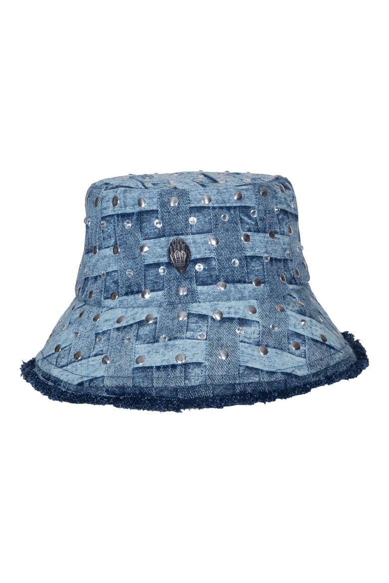 Embellished Denim Bucket Hat, Main, color, DARK BLUE