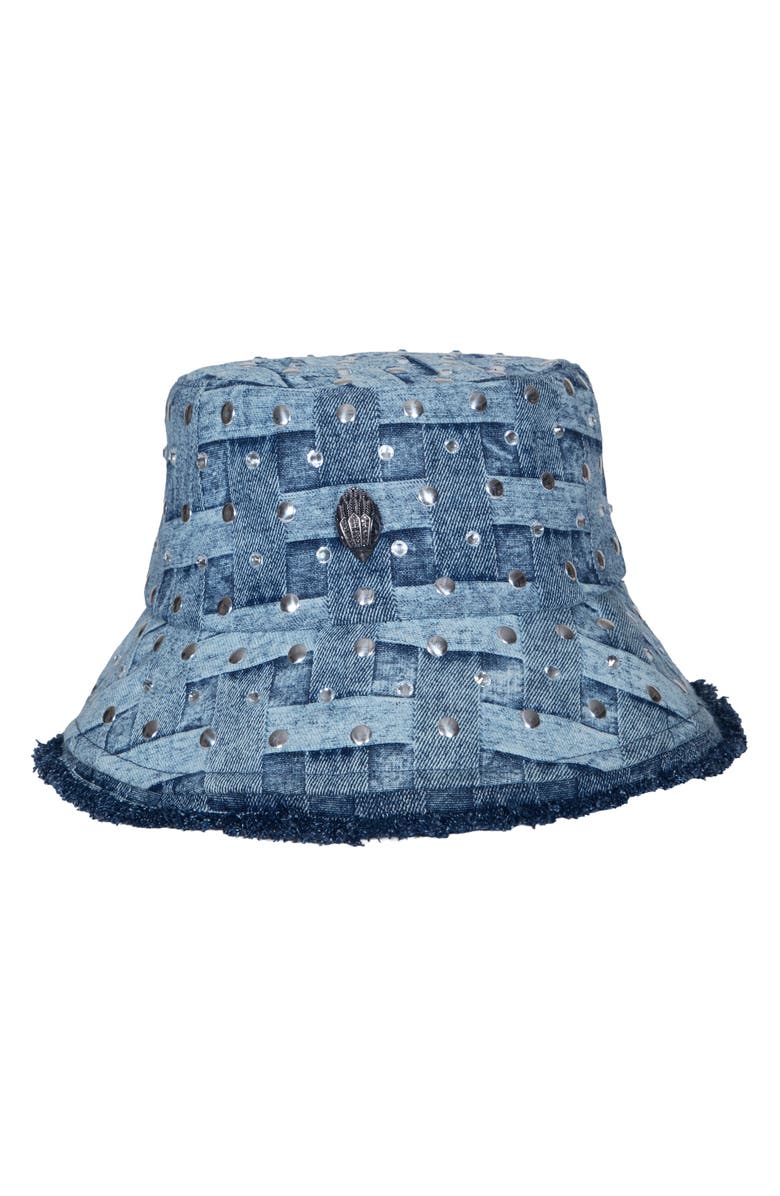 Kurt Geiger London Embellished Denim Bucket Hat, Main, color, Dark Blue