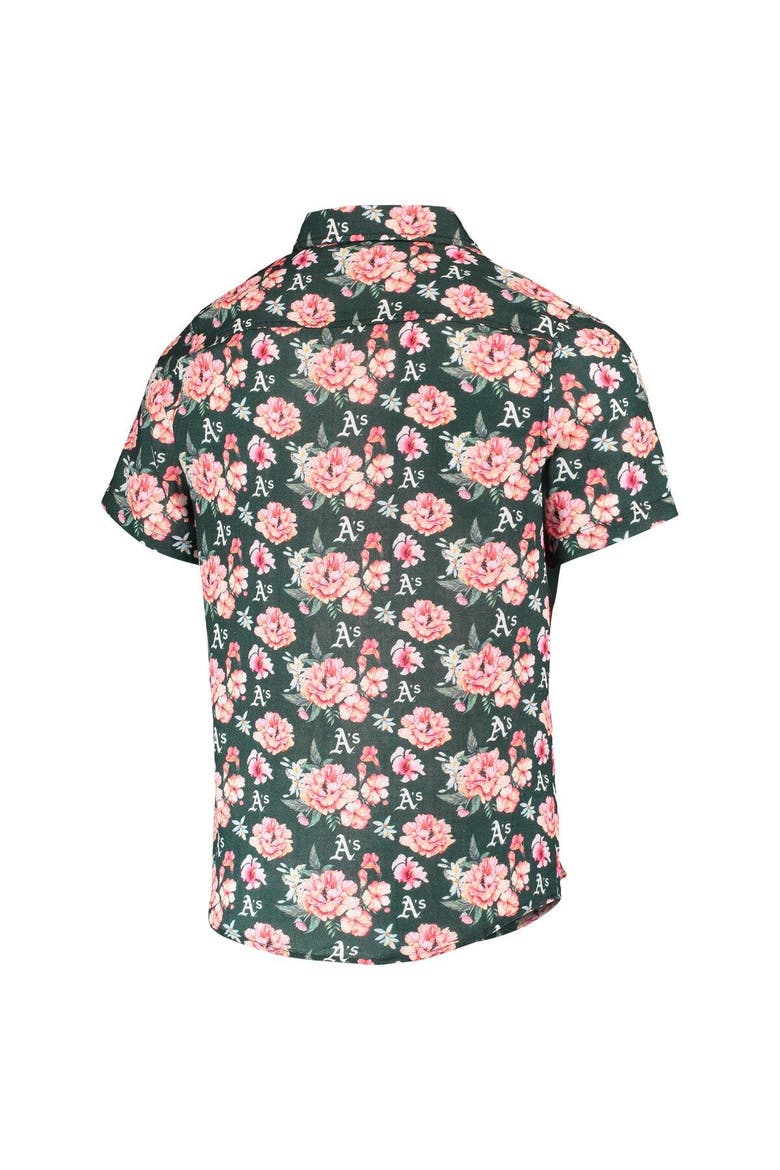 Men's FOCO Green Oakland Athletics Floral Linen Button-Up Shirt, Alternate, color, Green
