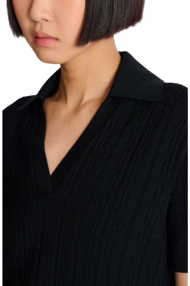 Monogram knit polo, Alternate, color, black