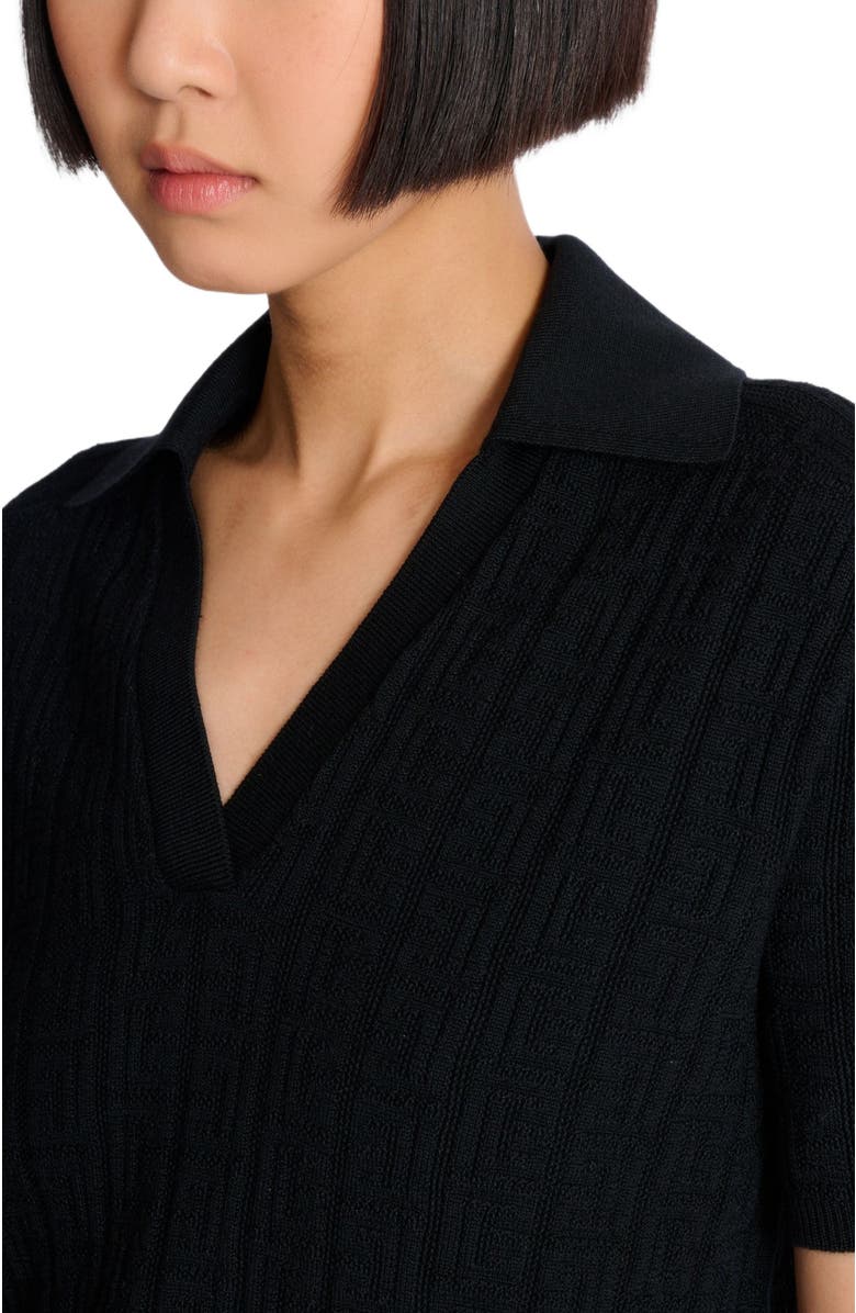 Balmain Monogram knit polo, Alternate, color, Black