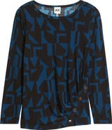 AK ANNE KLEIN Broken Geo Print Top