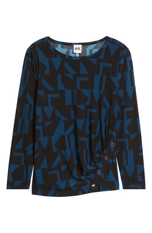 Ak Anne Klein Broken Geo Print Top In Black