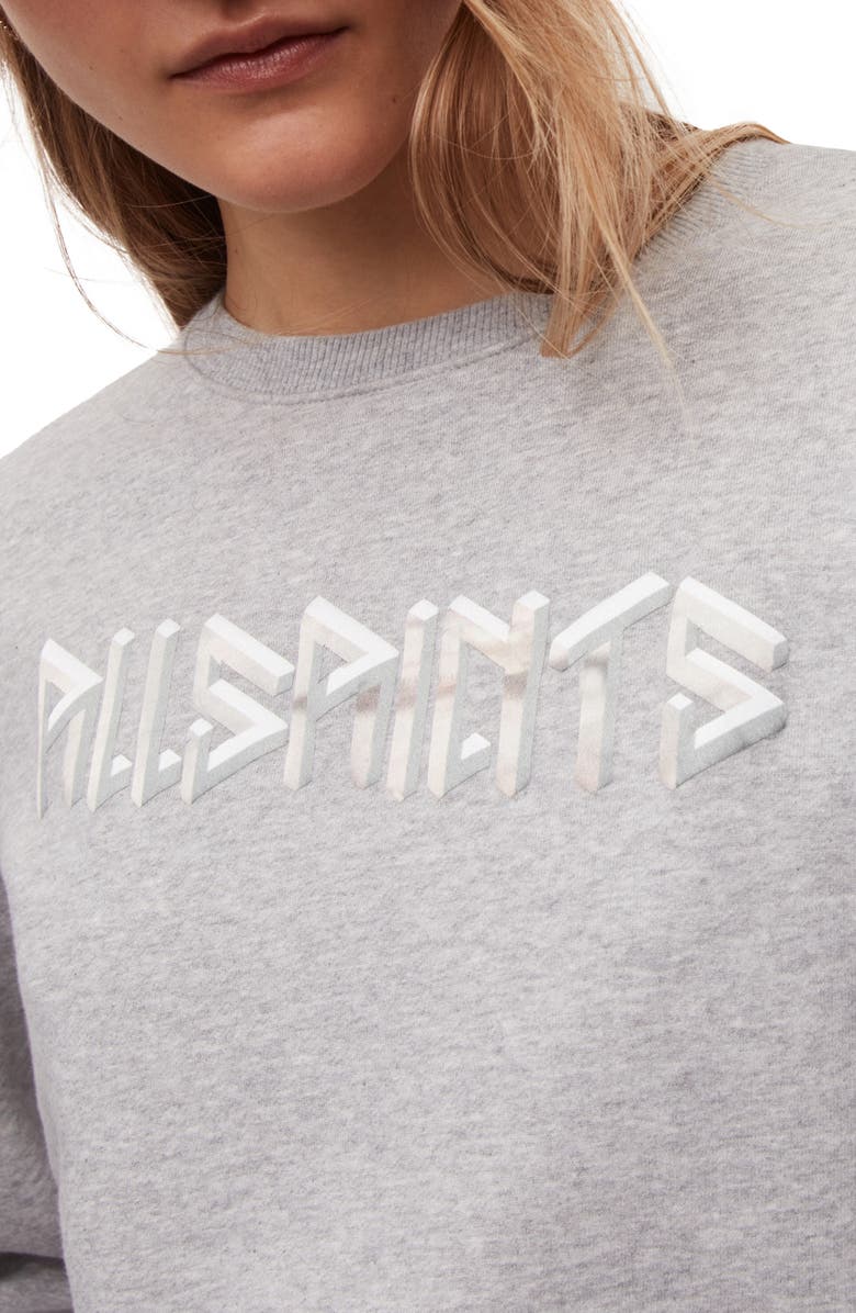 AllSaints Noctis Ona Cotton Graphic Sweatshirt, Alternate, color, Grey Marl