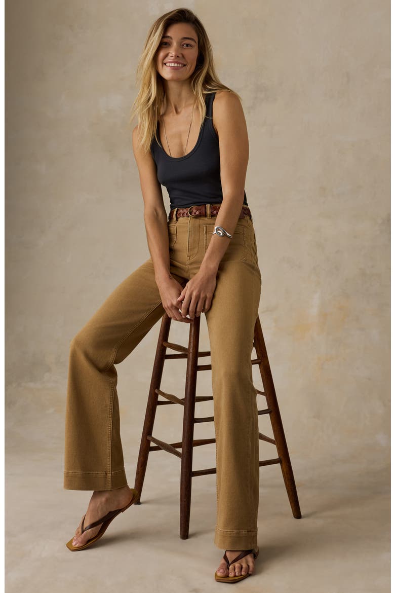 Patch Pocket High Waist Wide Leg Stretch Terry Pants, Alternate, color, ELK BROWN