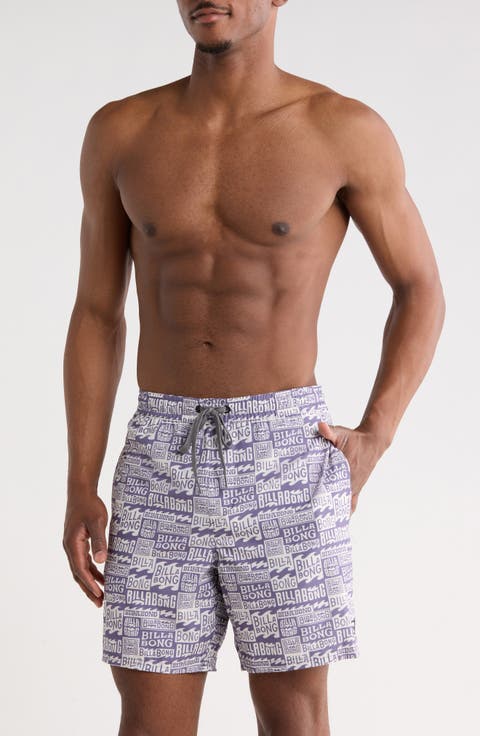 Allover Logo Volley Swim Trunks