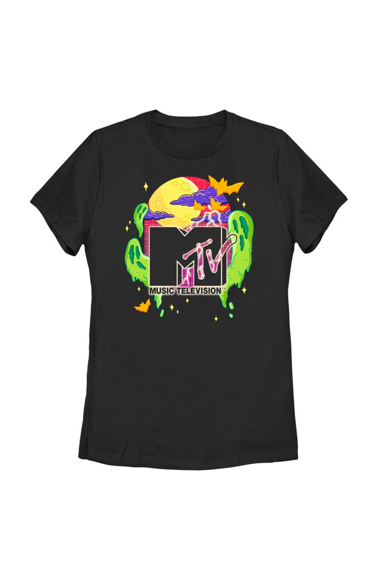 MTV Women's MTV Colorful Halloween Logo  Graphic T-Shirt, Main, color, Black