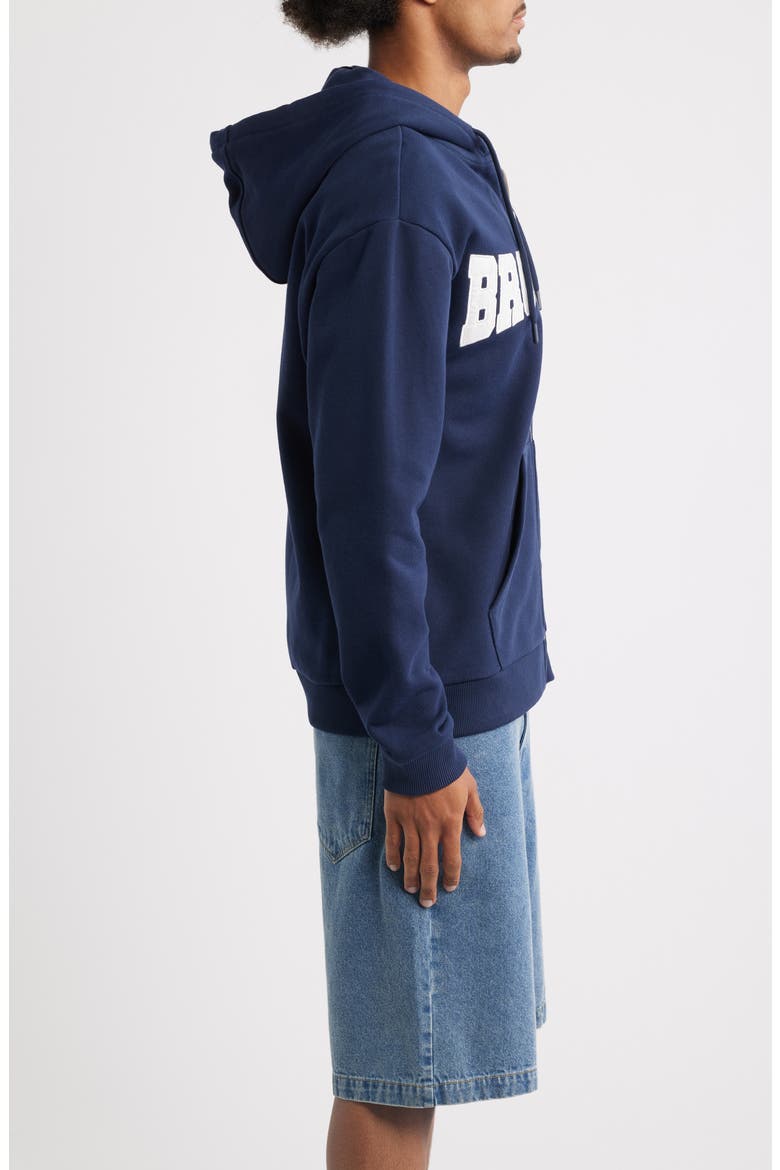 Logo Appliqué Zip Hoodie, Alternate, color, BLACK IRIS
