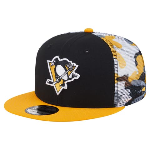Men's New Era Black/Gold Pittsburgh Penguins Camo Meshback 9FIFTY Snapback Hat