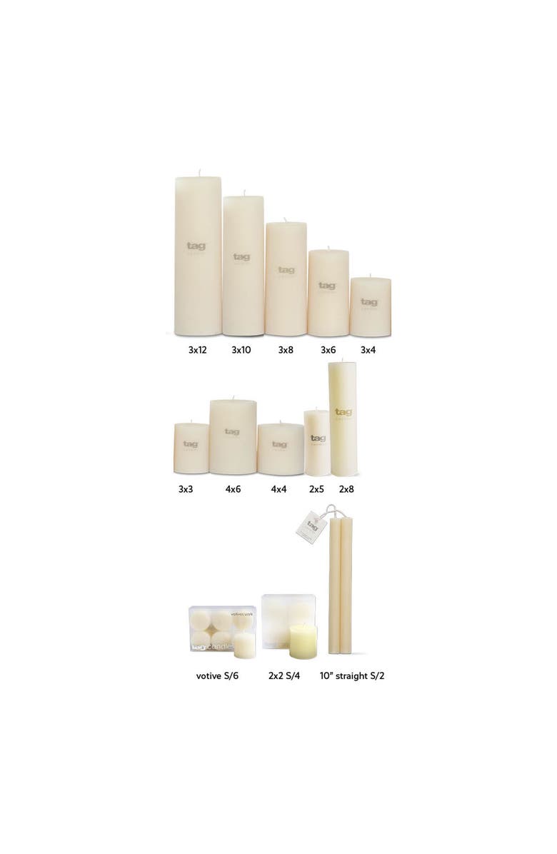 tag Ivory Pillar Candles Unscented Drip-Free Long Burning Set of 6, Alternate, color, Beige