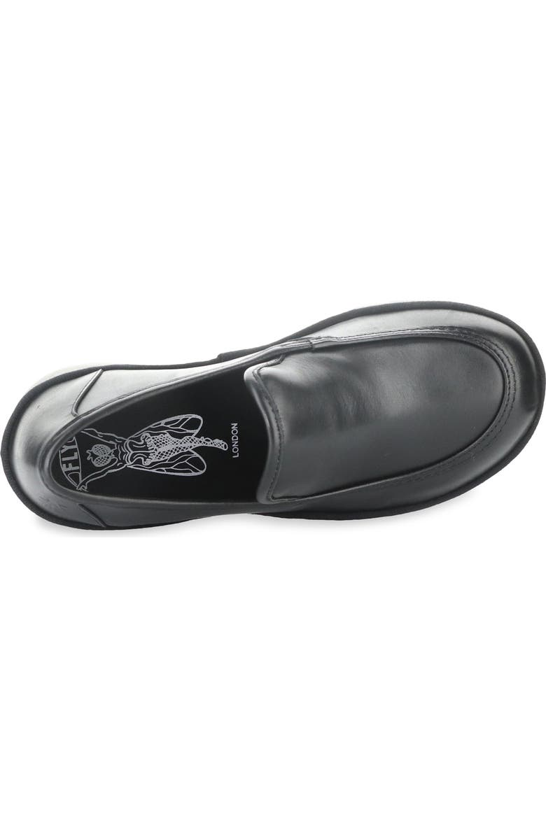 Fly London Block Heel Lug Loafer, Alternate, color, Black Burn