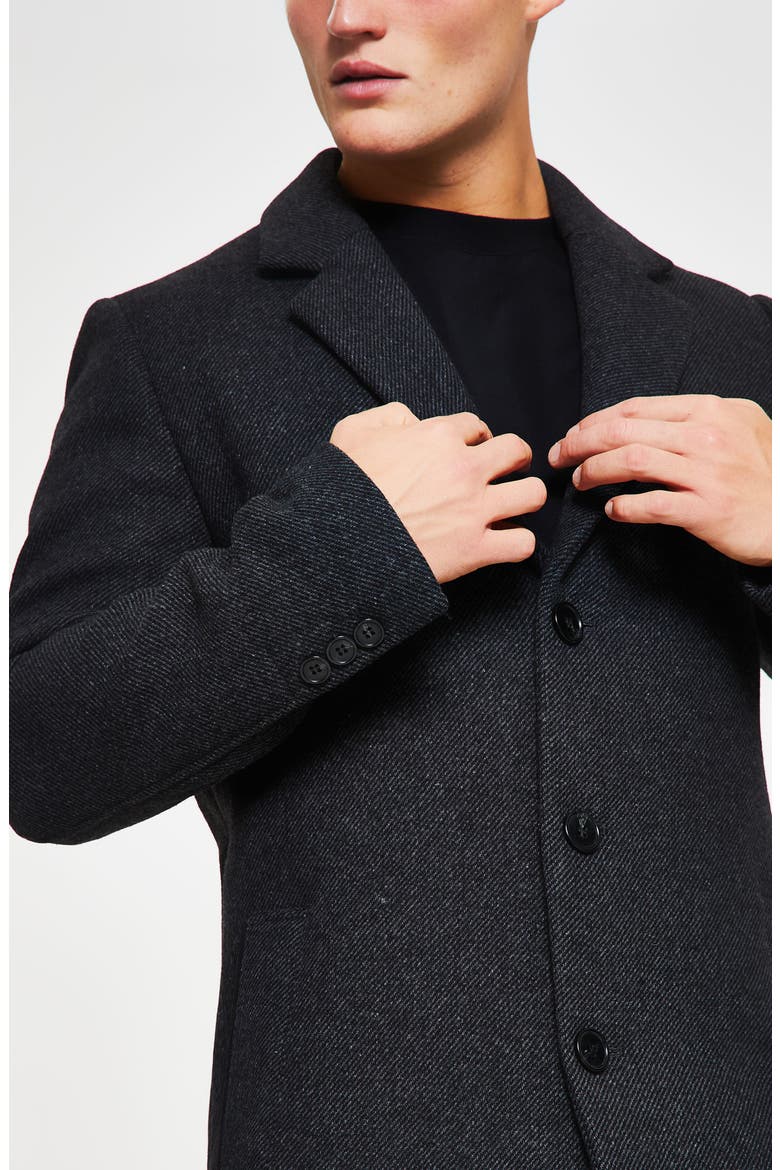 Cotton Twill Overcoat, Alternate, color, DARK GREY