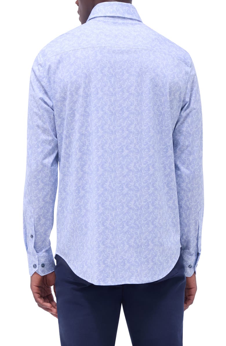 Bugatchi Devon OoohCotton<sup>®</sup> Floral Button-Up Shirt, Alternate, color, Air Blue