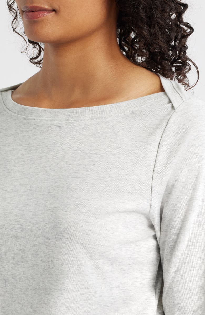 Wit & Wisdom Boat Neck Long Bell Sleeve T-Shirt, Alternate, color, Heather Off White
