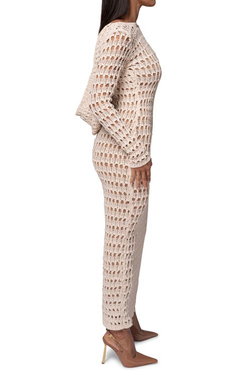 Jluxlabel Serene Wonders Open Stitch Long Sleeve Dress In White